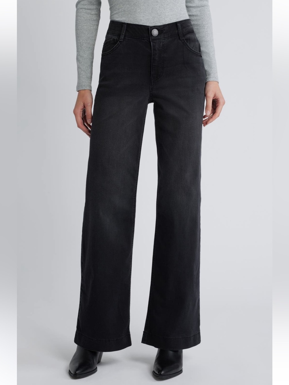 Wit & Wisdom Sam High Waist Wide Leg Jeans in Washed Black Size 10 NWT